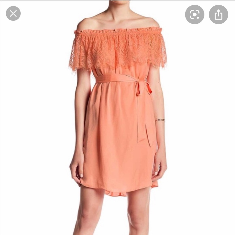 85% off NWT satin dress with lace detail on top